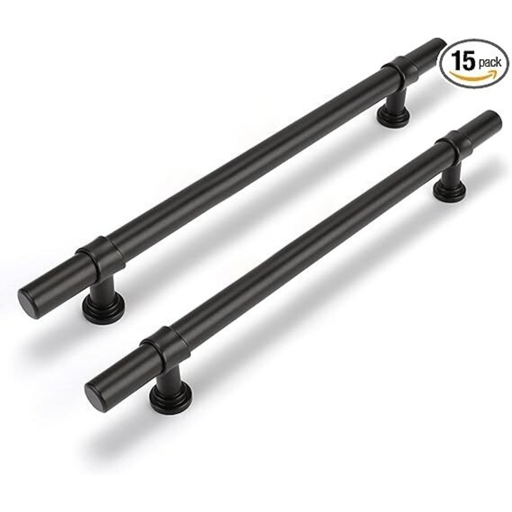 Goldenwarm 15 Pack Black Dresser Handles 6in Stainless Steel 3 3/4in Hole Center